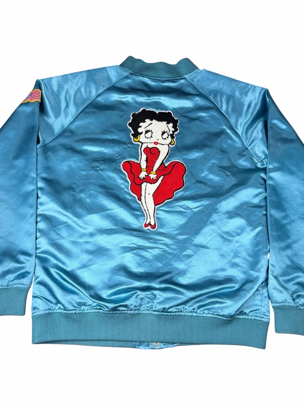 Supreme x Betty Boop Satin Club Jacket Light Blue SS16 Adult Size XL OG Rare